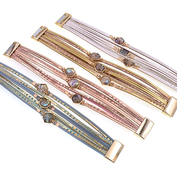 COPY - Leather Paua Abalone Shell bracelet with magnetic clasp - Picture 2 of 3